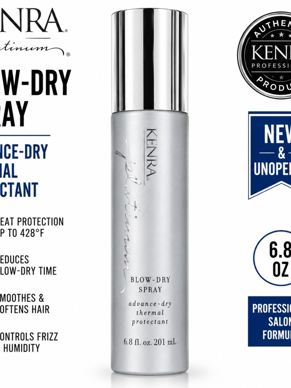 NEW Kenra Platinum Blow-Dry Spray 6.8 Oz 201mL Thermal Heat Protectant Fast Ship
